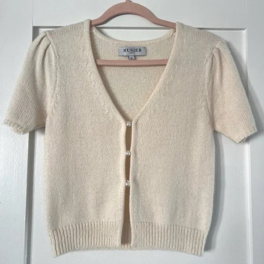 musier paris size 38 pearl button sweater